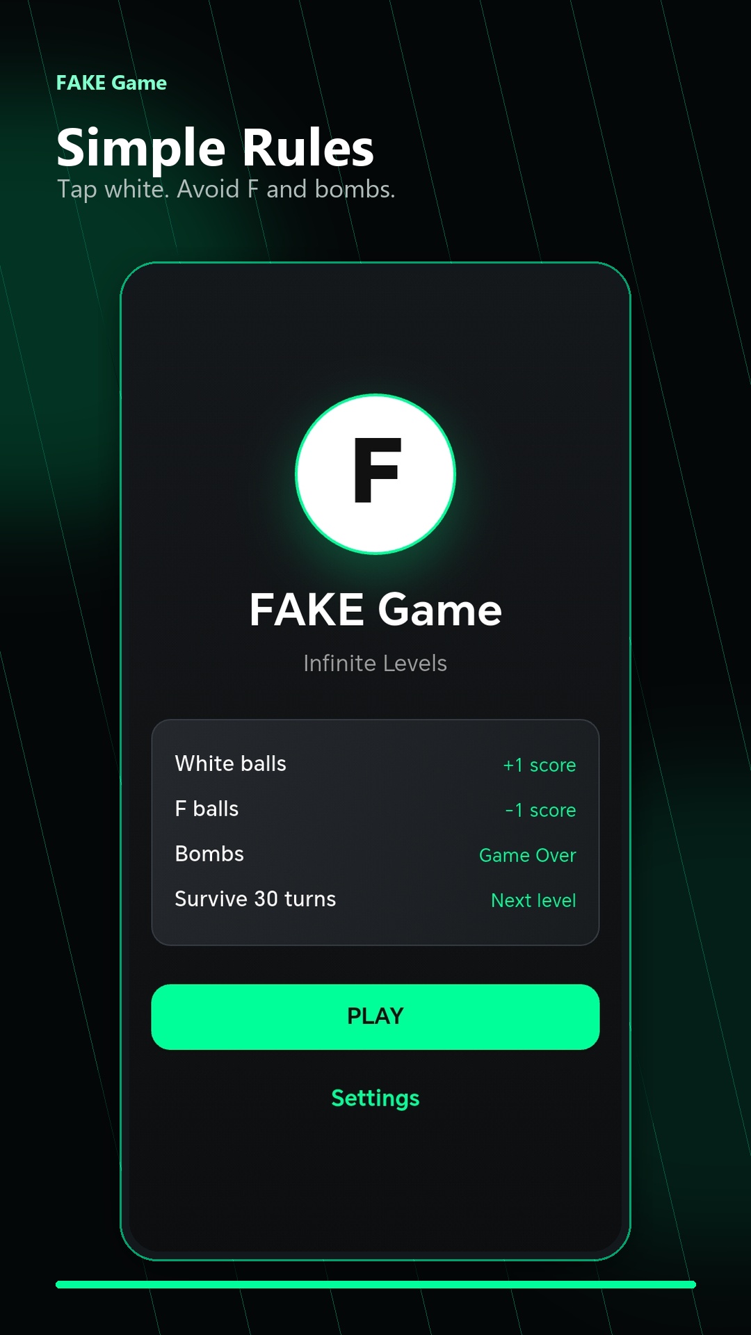 FAKE Game app screen 2